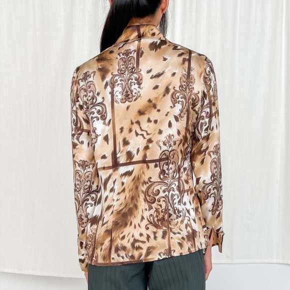 ESCADA Silk Charmeuse baroque animal print talk button down shirt blouse size 36 - Picture 4 of 14